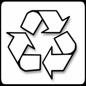 Black and white recycling symbol consisting of three arrows forming a triangle, illustrating the process of recycling – a handy FAQ for those involved in home demolitions aiming for eco-friendly practices.